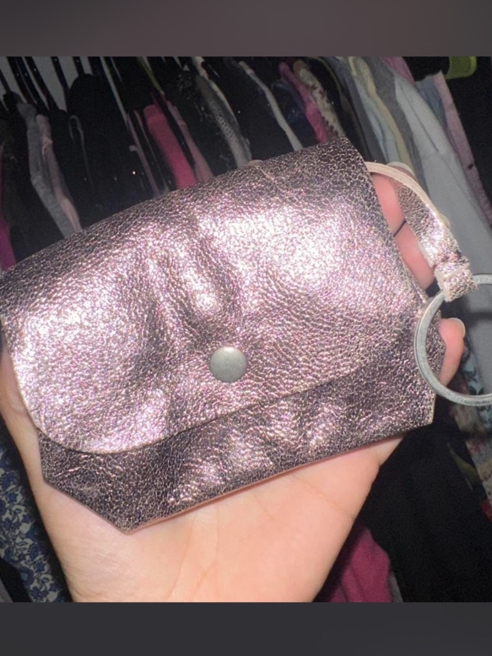 Free People Metallic Pink Mini Key Pouch